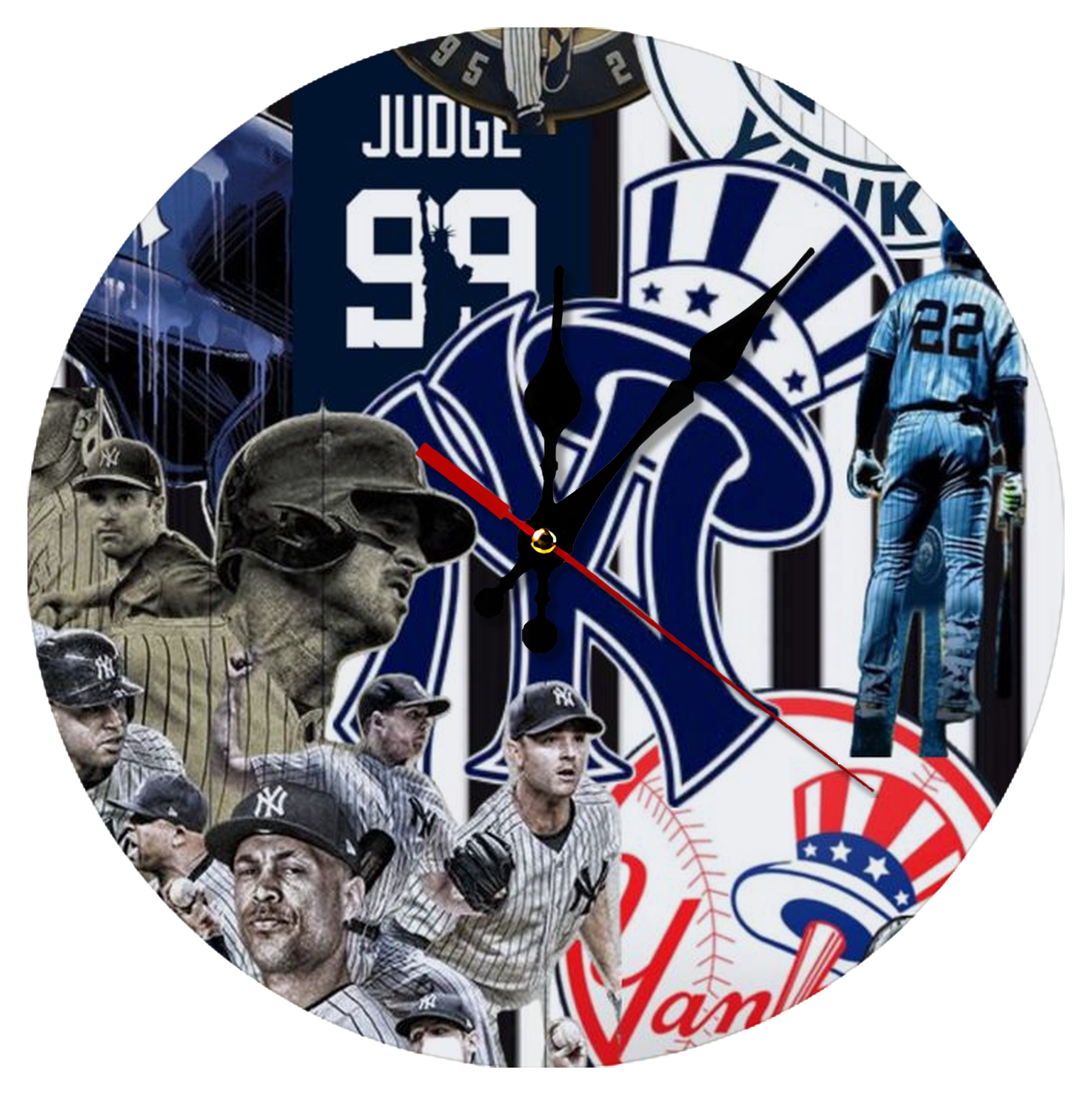 New York Yankees 138 Silent Round Wall Clock – Modern & Stylish DIY Design, Durable Wood Construction, Easy To Install – Perfect For Office, Bedroom, Living Room, And More